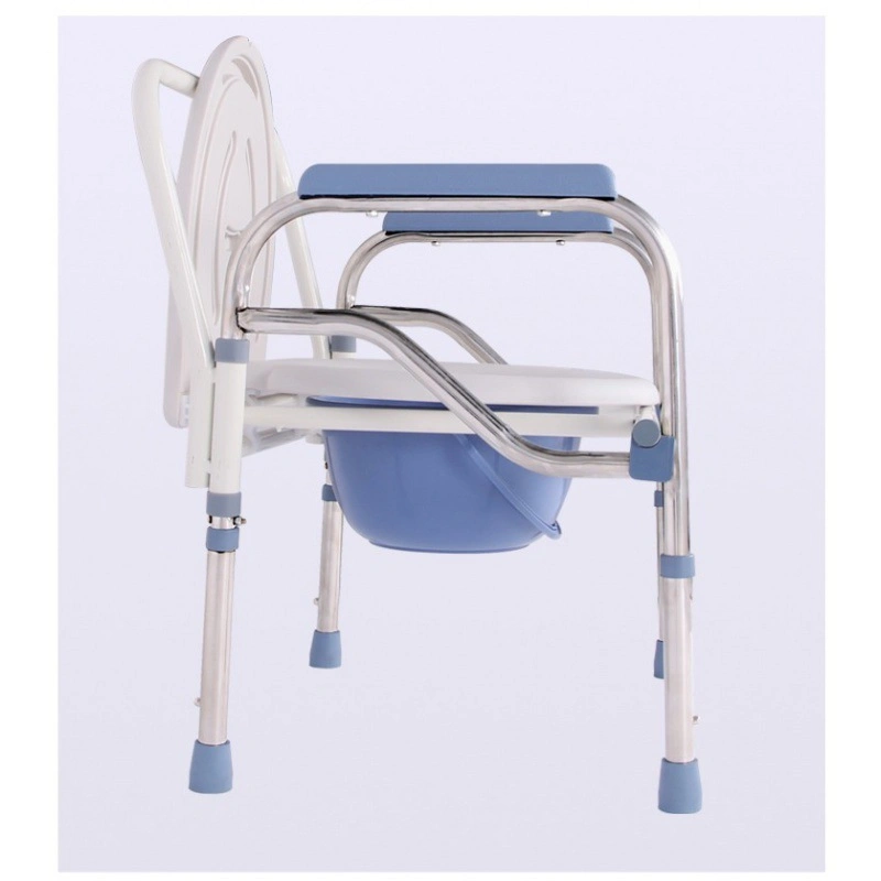 CE ISO High Quality Healthcare Height Adjustable Folding Leisure Commode Toilet Chair Without Caster