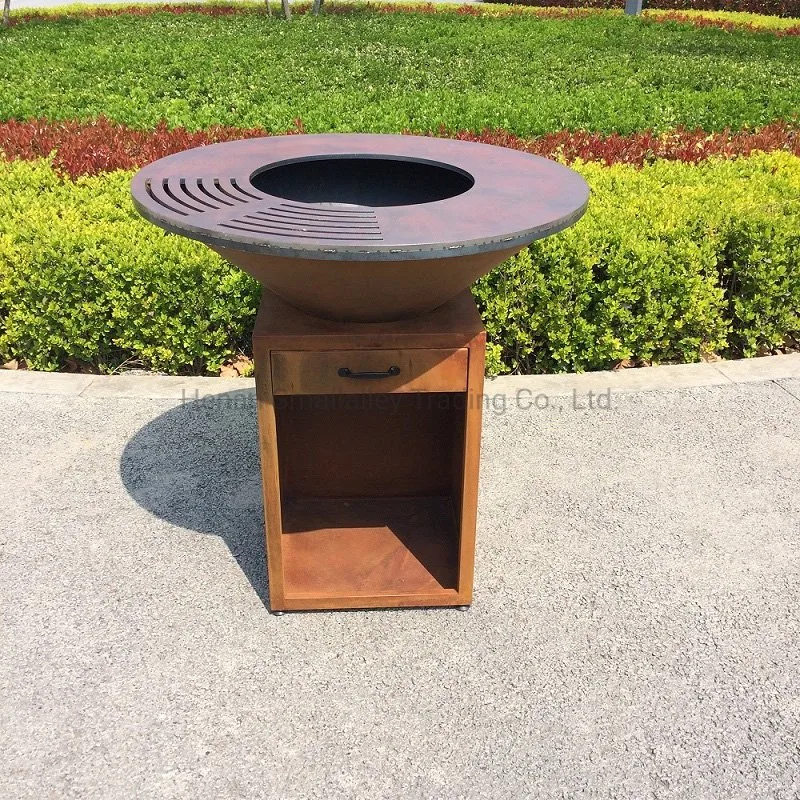 Serviço pesado barbeque exterior de aço corten Metal fire pit Churrasqueira