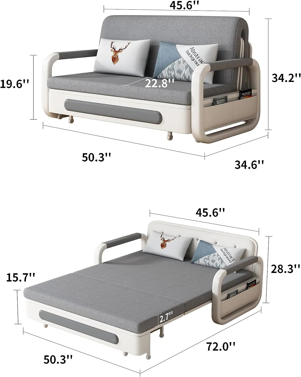 Fonction de multiplication Divan-lit pliant en tissu pour salon