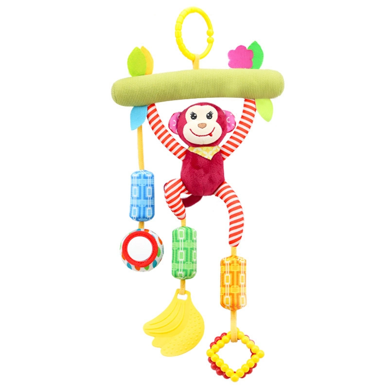 Monkey Hanging Toy Stroller Cot Baby Plush Toy Chime Ring Good Quality OEM