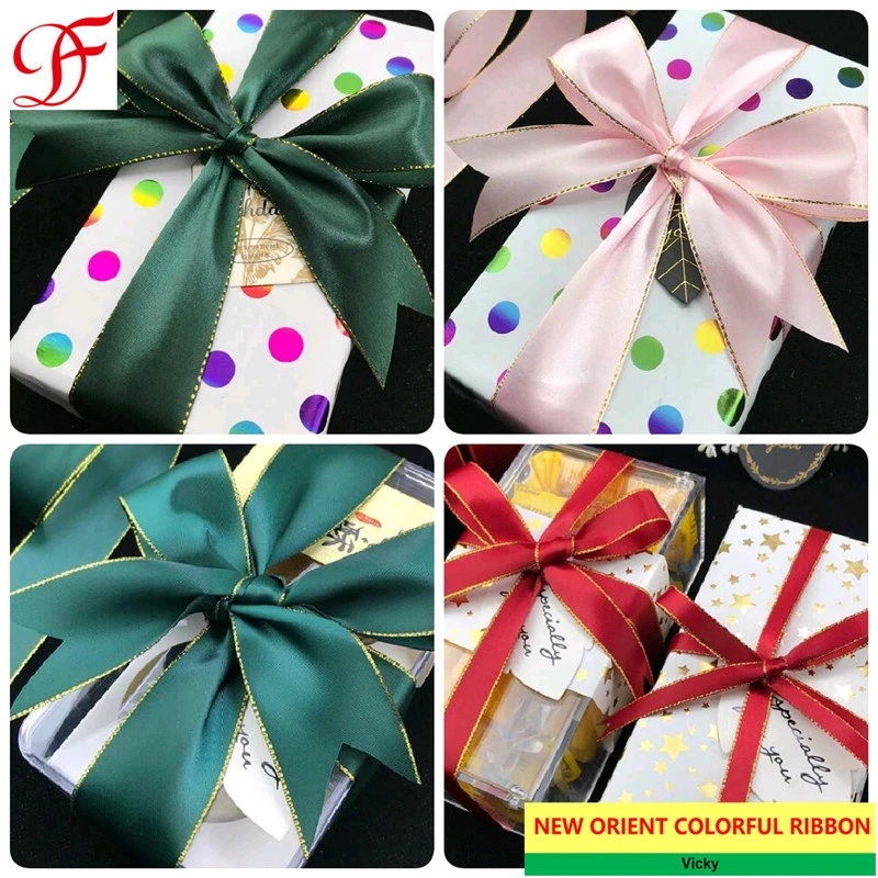 Factory Satin /Grosgrain/Organza/Sheer/Gold Metallic/Stripe/Gingham Ribbon for Gifts/Christmas/Xmas/Packing/Wrapping with Printing