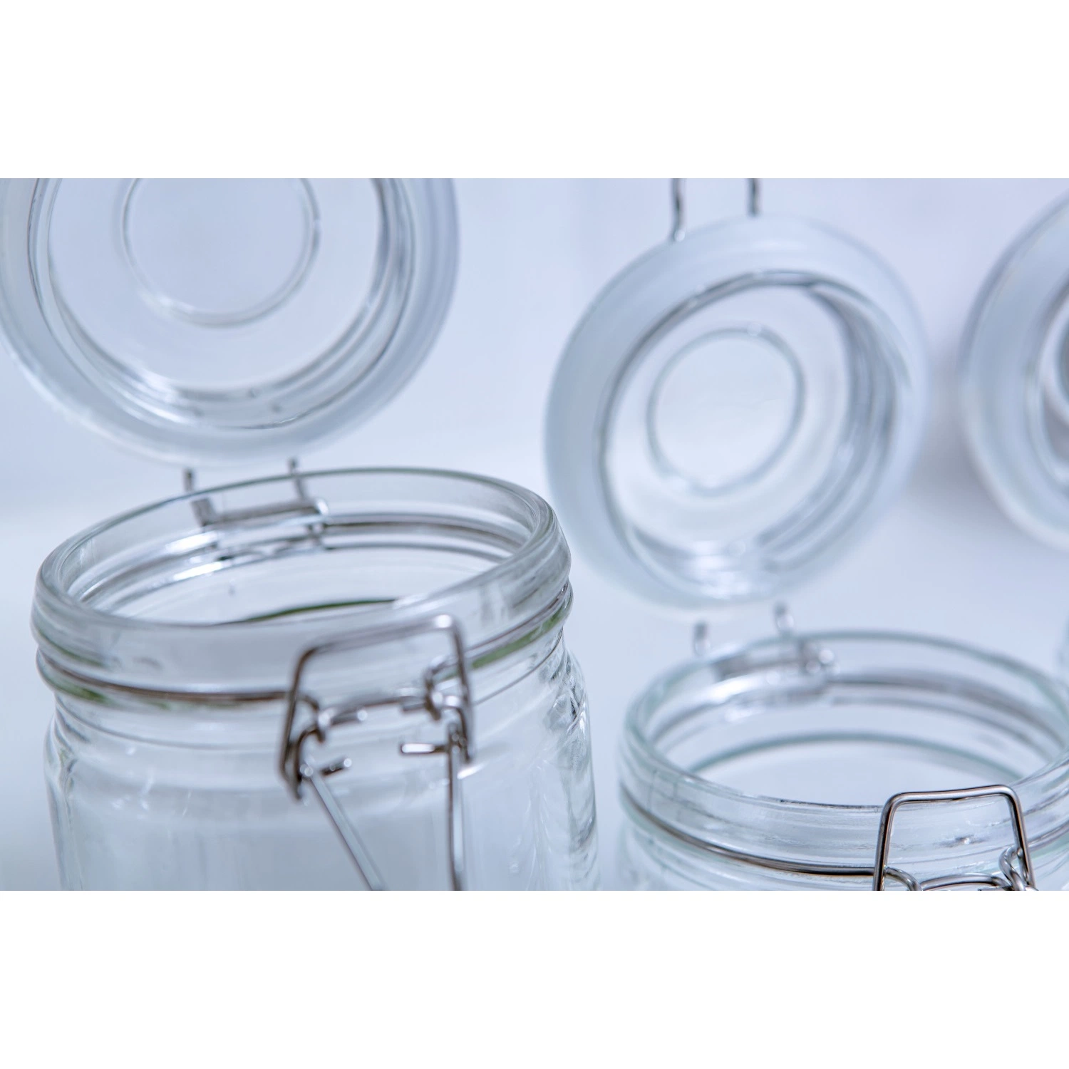 Wholesale/Supplier Christmas Gift Clear Large Candy Biscuit Glass Storage Jar Set with Decorative Ceramic Lid