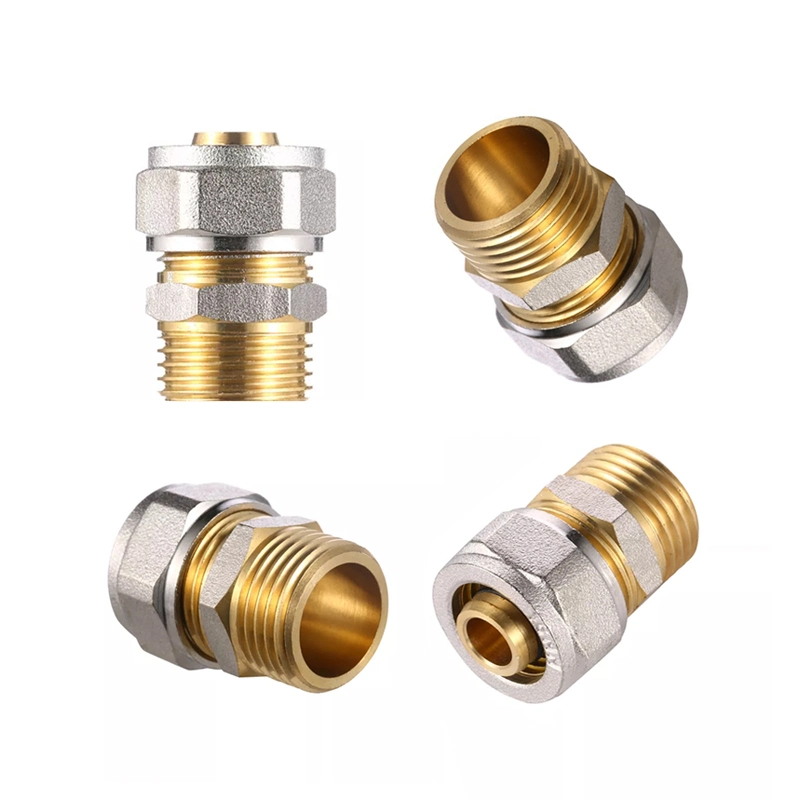 Plumbing Compression Tube Connector Male Screw Socket Straight Coupling Adapter Pipe Fittings Pex Compression Brass Fittings