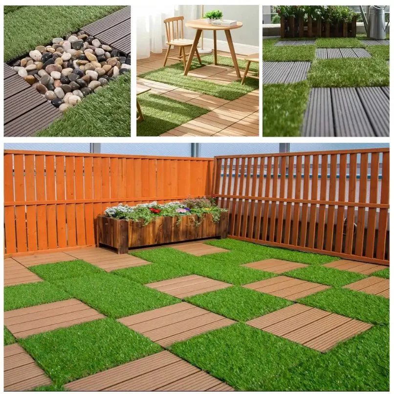 Cheap Price Grooved Stripy DIY Interlocking Wood Plastic Composite Outdoor Deck Tiles