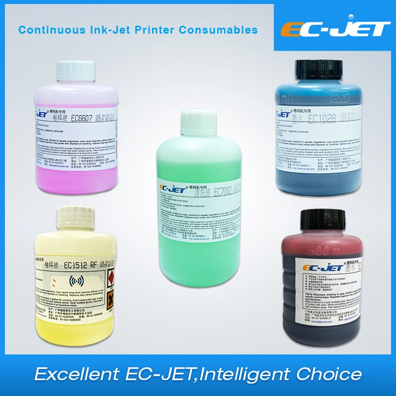 Ec-Jet Cij Inkjet Printer Ink and Solvent for Videojet Domino Linx Markem Imaje Kgk Hitachit Printing