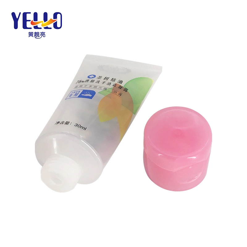 Clear Cream Tube Round Soft Plastic Cosmetic Tube with Pink Flip Top Cap