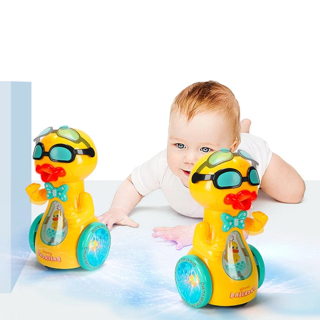 Battery Operated Cartoon Sunglasses Duck Toy Kids Plastic Animal Musical Toys Cute Baby Toys with Light Music and Spray Children Music Toys