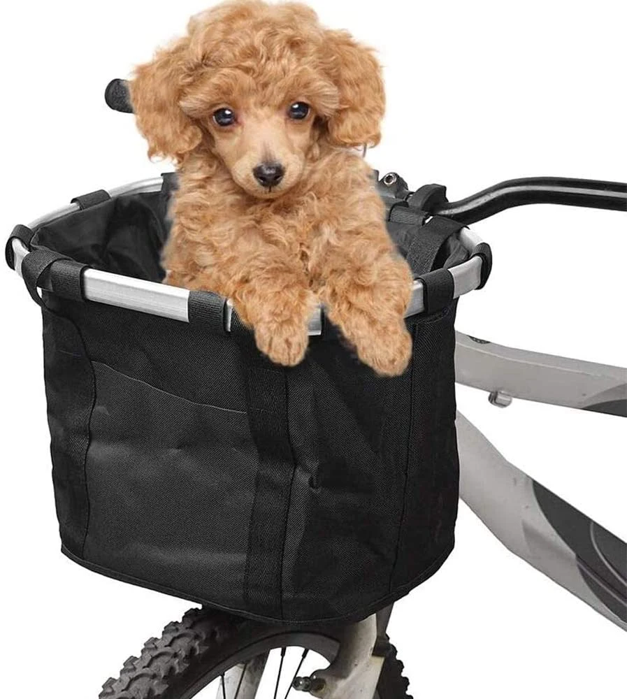 Cesta de tela bolsas multiuso para Mascotas Gatos de la bolsa de manillar de bicicleta plegable de tela extraíble desmontable Carrito Pet Carrier