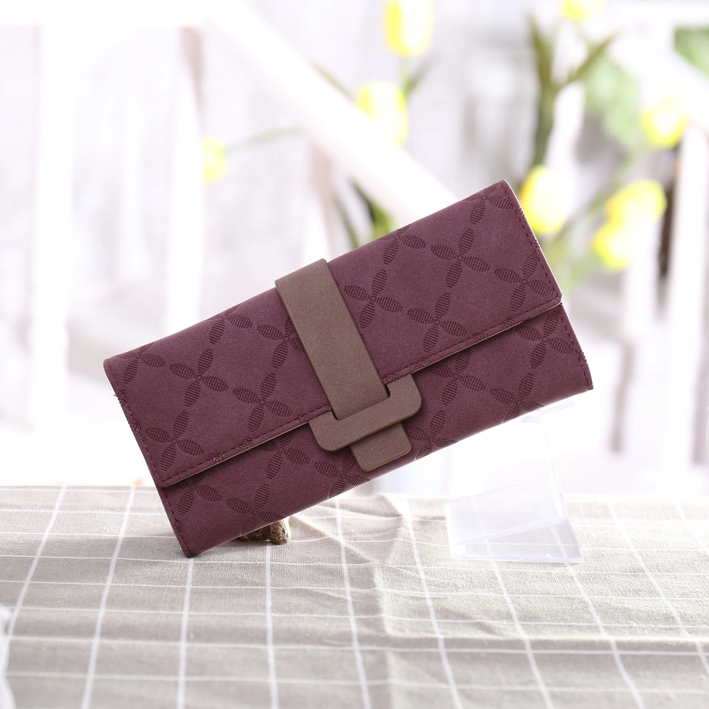 Practical Three Folded Big Capacity Embossed Pattern PU Lady Wholesale/Supplier Wallet