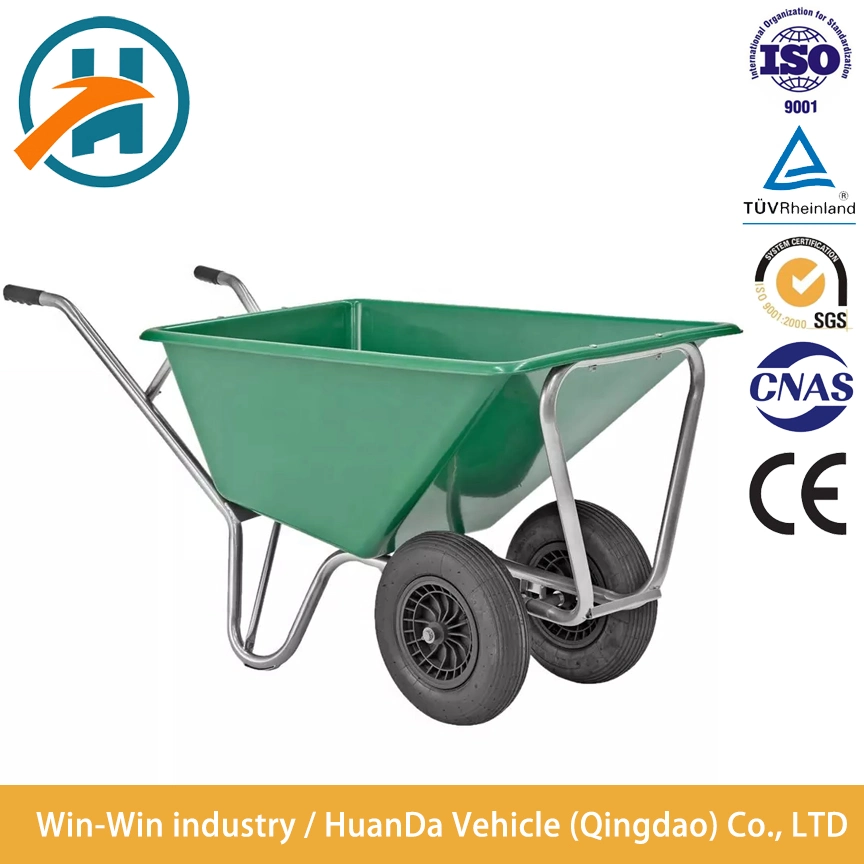 Garden Wheelbarrow 150L Dual Wheel Large Poly Tray Heavy Duty Garden Wheelbarrow Wb9600