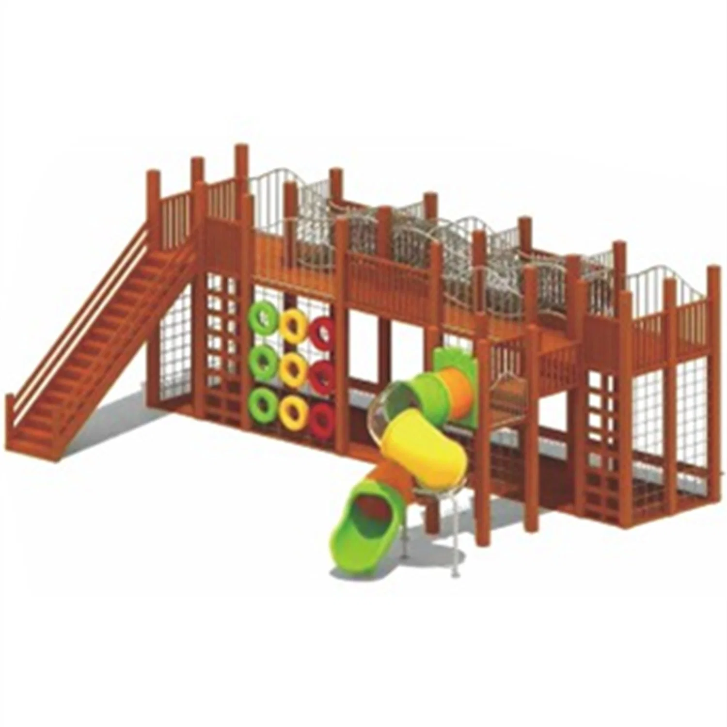 Park Landscape Outdoor Playground Equipment Wooden Slide Climbing Frame