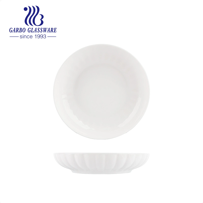 Promotion 8 Inch Pumpkin Design Plain White New Bone China Soup Plate for Home Dinner Table Use with Customized Decal Design