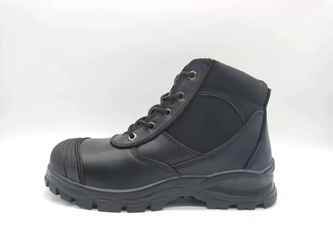 Dual-Density PU Sole Genuine Leather Safety Waterproof Shoes for Oil-Resistant Work Man