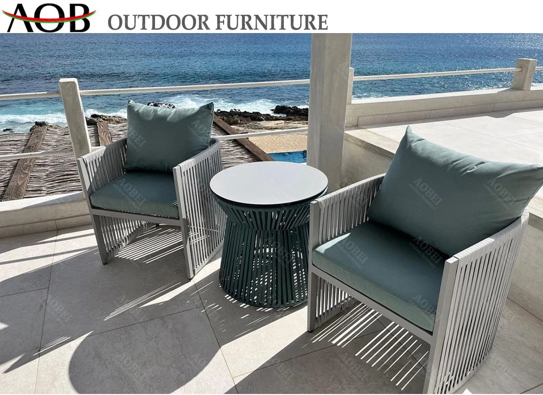 Commercial Grade Quality Outdoor Garden Furniture Aluminum Rope Balcony Sofa Set