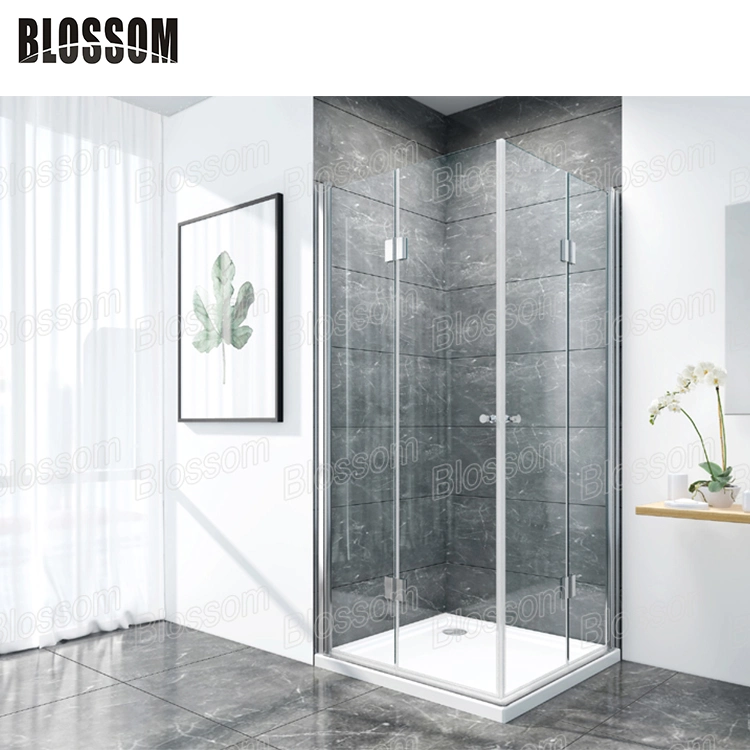 Folding Simple Hinge Clear Tempered Glass Bathroom Frameless Shower Box