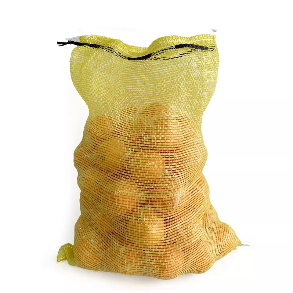 Cebollas vegetales Ajo Polietileno Anti UV Tubular Leno Net cordón Bolsa de malla