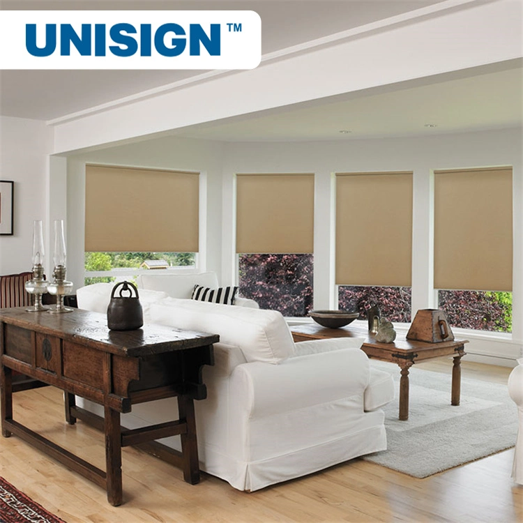 Unisign Winkle Free Roller Blinds Fireproof Blackout Fiberglass Window Curtain Ткань оконной шторки