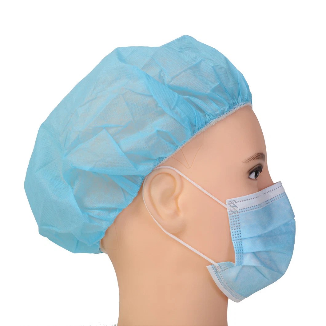 Wholesale/Supplier Disposable Doctor Nurse Surgery Dental Hair Net Head Cover Dustproof Hat Bouffant Shower Non Woven Medical White Blue Mob Cap for Food Factory Supply