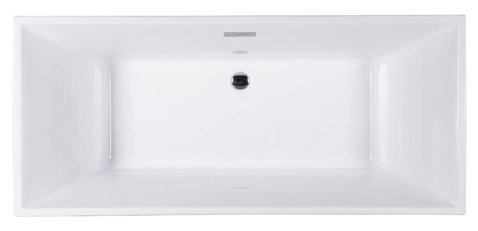 Rectangular Freestanding Acrylic Whirlpool Bathtub with Brass Line Overflow Drain