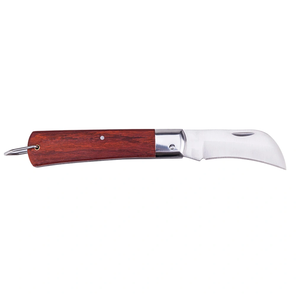 Electrician Knife Professional Wooden Handle Curved Blade Elbow Folding