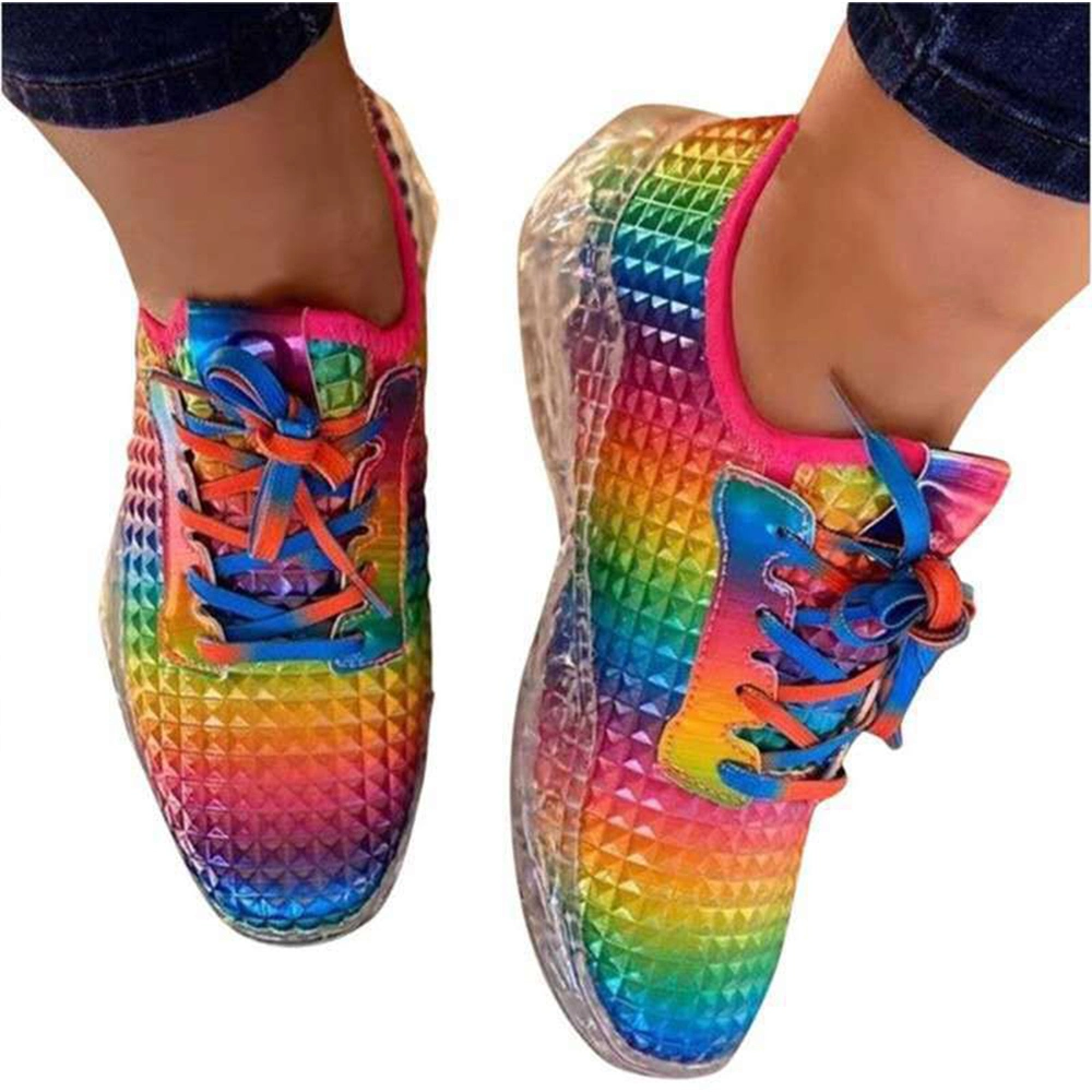 Superstarer 4 Colors Comfortable Flat Women Casual Shoes Outdoor White Rainbow Casual Sport Shoe for Ladies