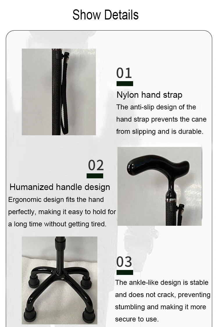 Elderly Crutches Telescopic Four-Legged Lightweight Crutch Walking Stick