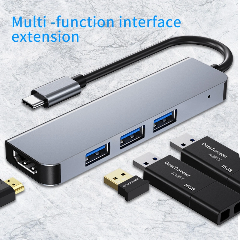 4-Port USB 3.0 Aluminum 4 in 1 USB C Hub