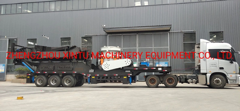 Mobile Stone Crushing Station Cone Crusher on Trailer