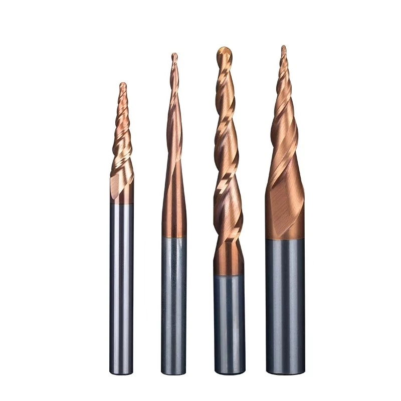 Good Wear Resistance Tapered End Mill HRC45 HRC55 HRC63 Solid Tungsten Carbide Tap 90 Degree End Mill for CNC Milling Machining