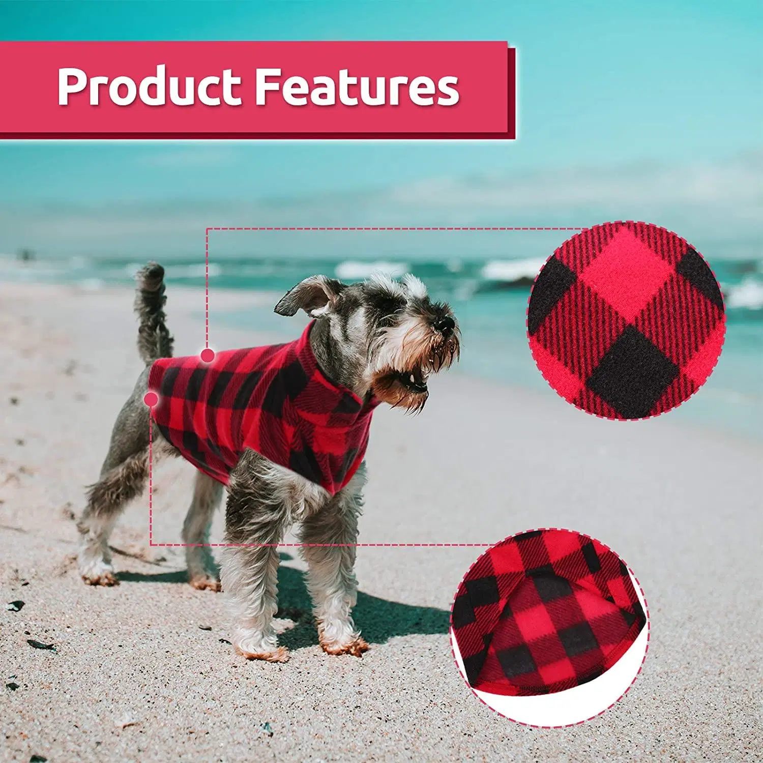 Flexibility Fashion Soft Tartan Fall Dog Plush Vest Pet Apparel