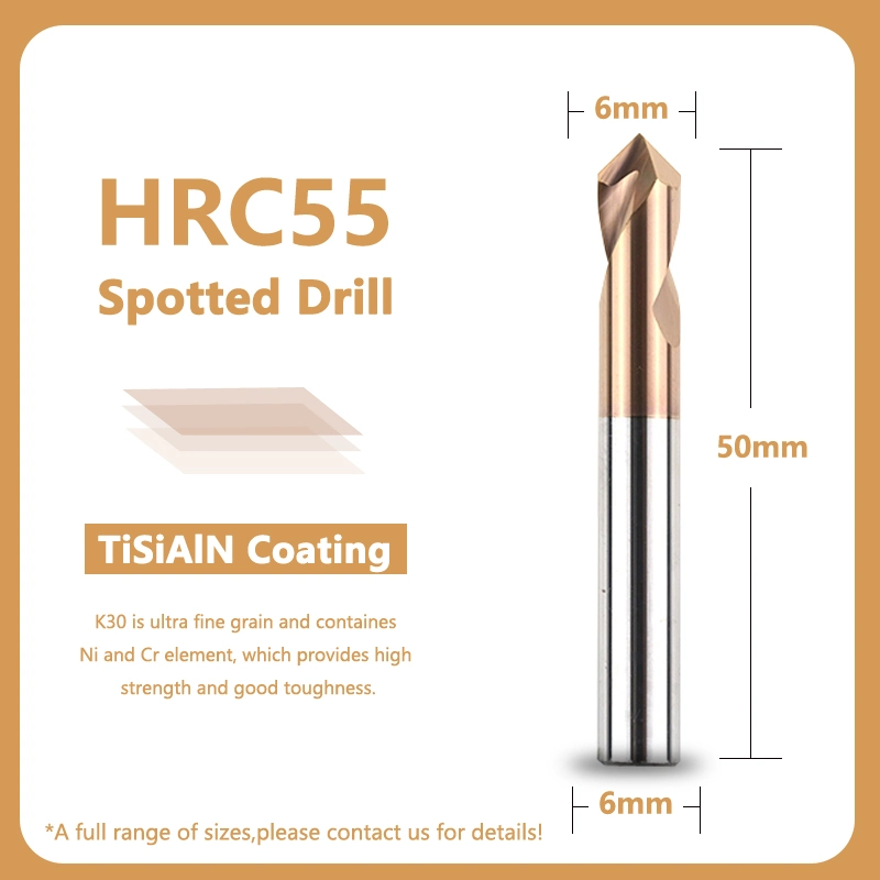 HRC55 CNC Tungsten Drill Tool Metal Solid Carbide Cutting Bits Spot Drilling Bit