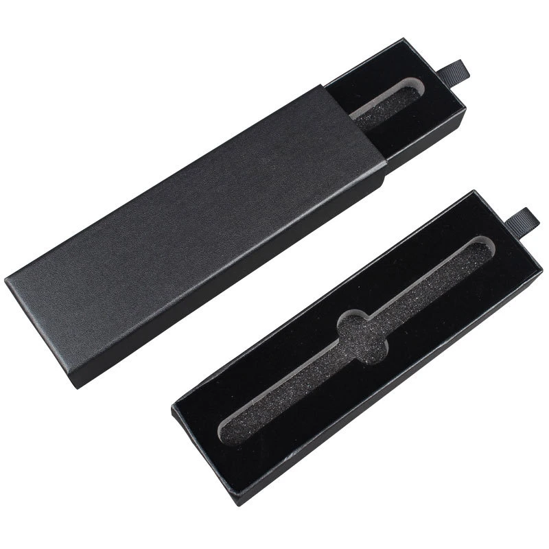 Pull-out Pen Box Black Imitation PU Pen Packaging Paper Drawer Packaging Box China Wholesale/Supplier