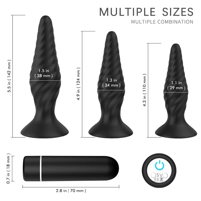 4 PCS/Set Silicone Electric Shock Vibrating Sex Toys Anal Butt Plug for Couple