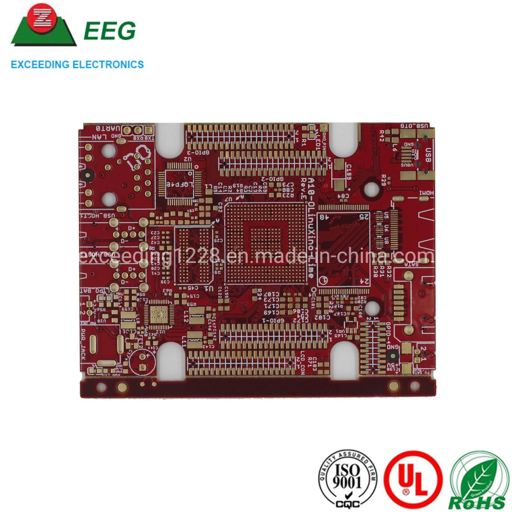 8 capas placa madre PCB Fabricante con alta calidad rojo Máscara de soldadura