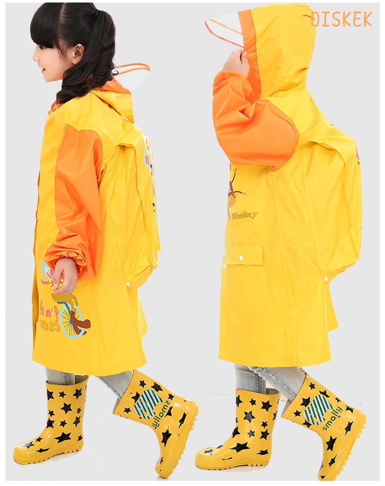 Toddler Kids Rabbit UFO Raincoat Yellow Duck Rabbit Hands Free Umbrella