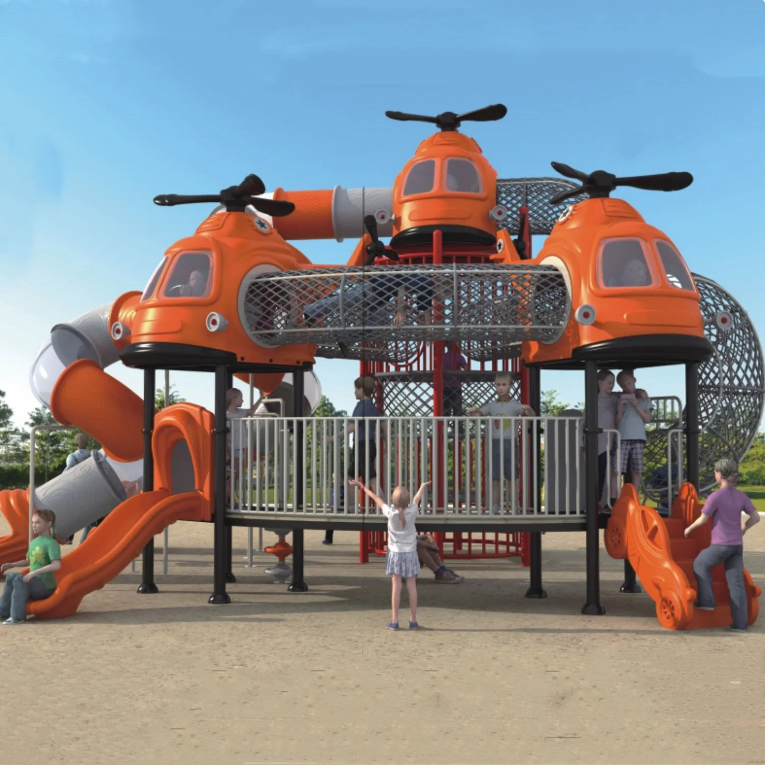 Customized Outdoor Playground Equipment, Children&prime; S Amusement Park, Large Plastic Slide