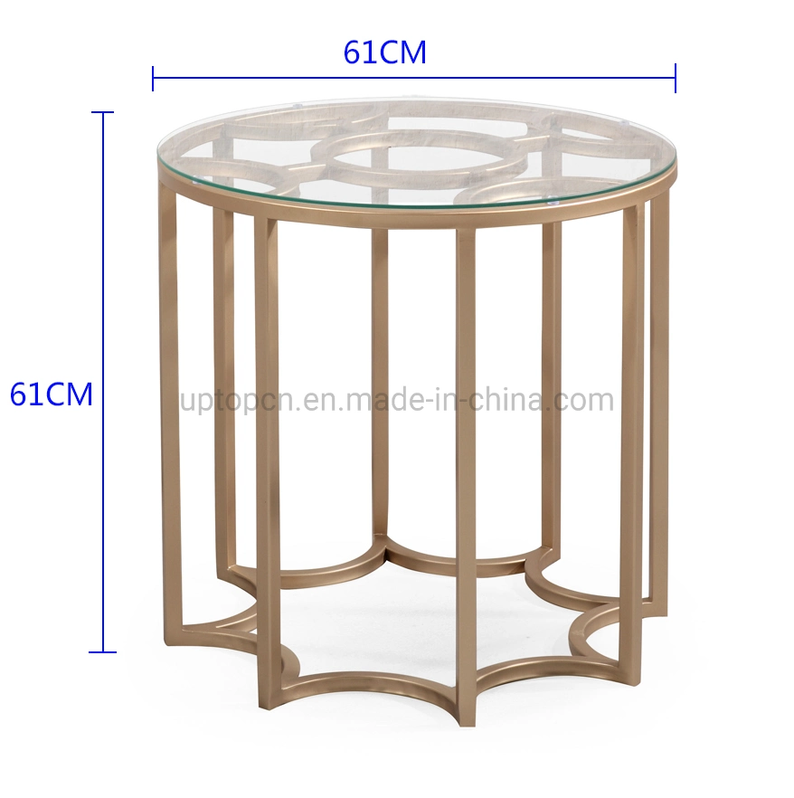 Modern Round White Marble Brass Nesting Coffee Tables