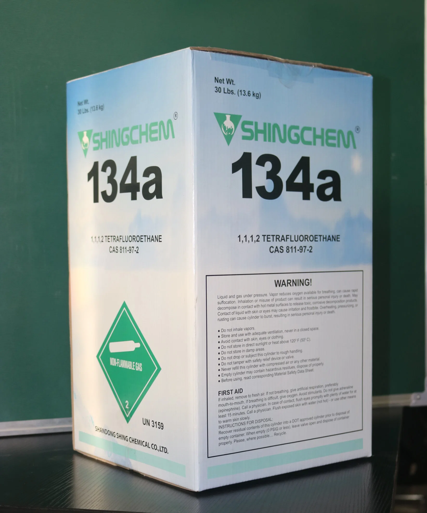 99.9% Purity 13.6kg/30lbs Disposable Cylinder Refrigeration 134A Refrigerant Gas R134A