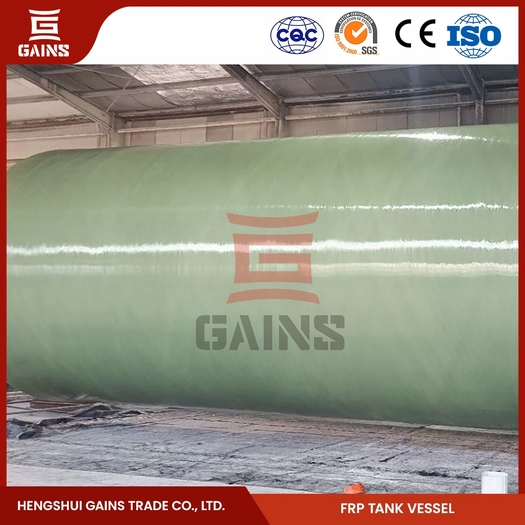 Gains 200 Gallon Chemical Storage Tank Fabricators FRP Pressure Vessel Water Filter Tank China Horizontal Fiberglass GRP FRP Tank for Industrial