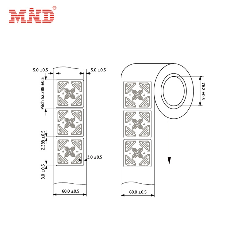 UHF H47 M4qt RFID Printable Paper Logistics Inlay húmedo/Sticker/ RFID Etiqueta/etiqueta