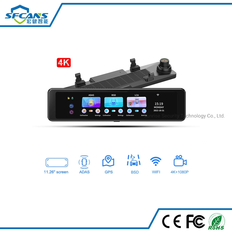 4K+1080P Rearview Mirror Dual Car DVR Dashcam Night Vision Video Recorder