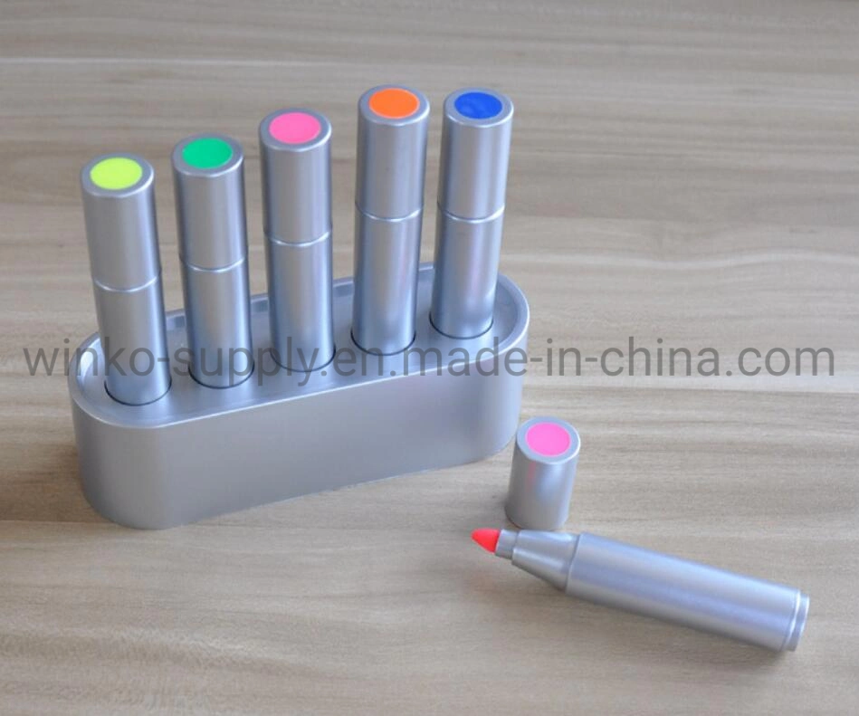 Promotional Gift 5PCS Base Holder Highlighter Pen for Office Supply