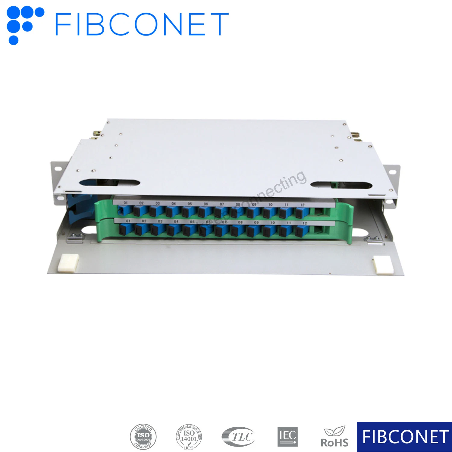 FTTH acero laminado en frío ODF 12 24 36 48 96 núcleos de fibra óptica Patch Panel Rack-Mounted bastidor óptico