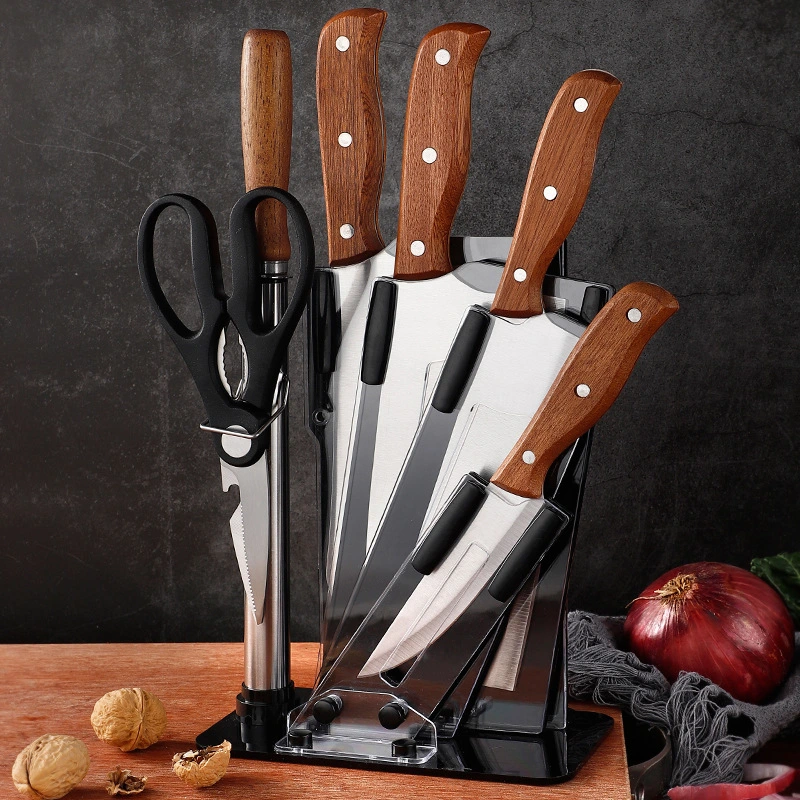 Premium Kitchen Knife Set with Wooden Handle Knives with 3Cr13 Stainless Steel Gift Set Bone Chopping Knife