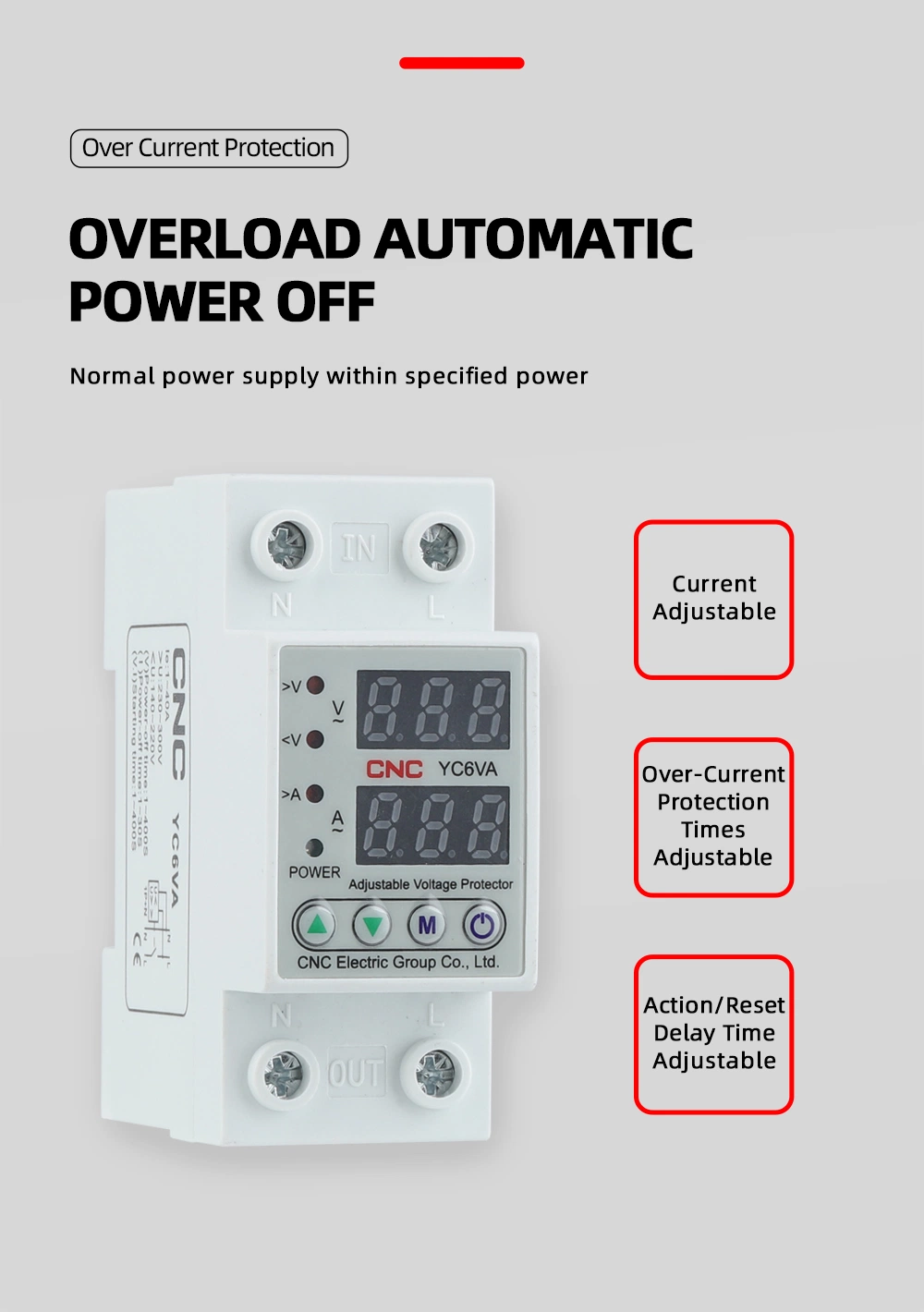 50/60Hz 63A Protección contra sobretensión y corriente 220V Protector de tensión Más y menos