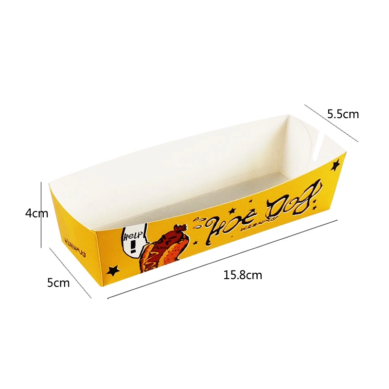 Disposable Restaurant Picnic Party Food Packaging Sausage Hot Dog Paper Boxes for Takeaway Container