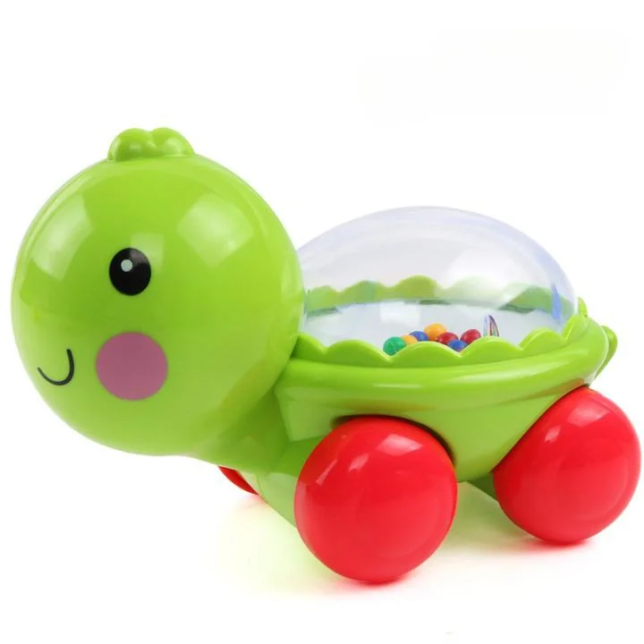 Venta caliente Bebe Gateando Tortuga Toy Push-Along vehículo juguete con sonido de bola