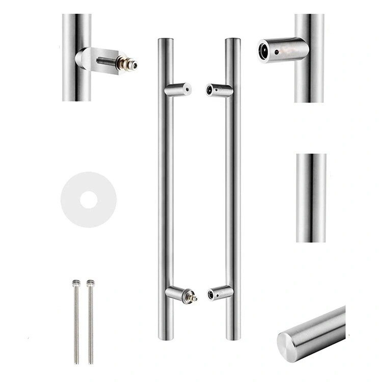 Heavy Duty Stainless Steel Polished Double Side H Shape Swing Glass Push Pull Door Handle Manija De La Puerta