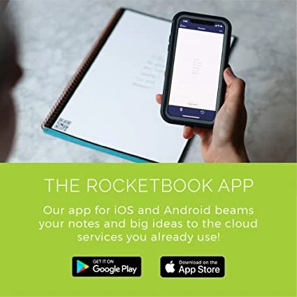 Rocketbook Fusion Smart Wiederverwendbarer Notizbuchkalender To-Do-Listen und Notizen Vorlagenseiten mit 1 Pilot Frixion Pen &amp; 1 Microfaser Tuch Enthalten Midnight Bl