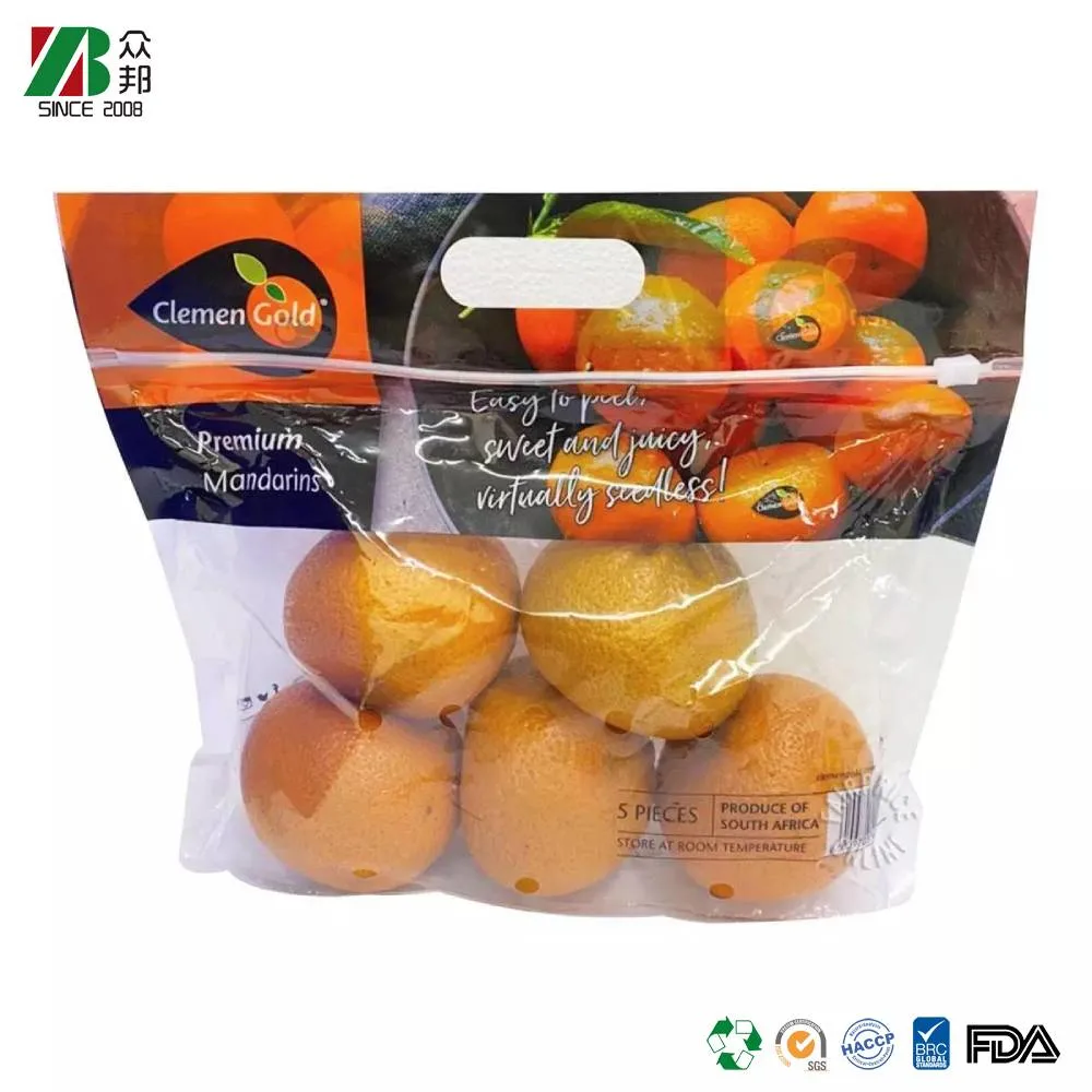 Customize Printed Anti-fog CPP Fresh Fruit Vegetable Packing Bag With Slider Zipper